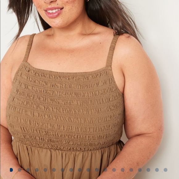 Old Navy Fit & Flare Sleeveless Cotton-Poplin Smocked-Bodice Midi Dress - Picture 4 of 6